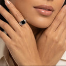 Anel Imperial Noir Folheado a Prata Anabeaz. Design elegante, brilho sofisticado e acabamento premium para valorizar qualquer look feminino.