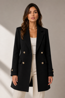 Blazer Longo de Alfaiataria Transpassado Anabeaz