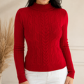 Suéter Tricot Feminino Gola Alta Tranças Fio Modal Anabeaz