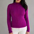 Suéter Tricot Feminino Gola Alta Tranças Fio Modal Anabeaz