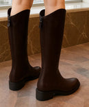 Bota Cano Longo Feminina de Couro de Inverno Elegante | Western