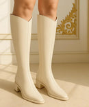 Bota Cano Longo Feminina de Couro de Inverno Elegante | Western
