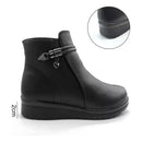 Bota Feminina de Couro Cano Curto Com Zíper - Bota Peluciada Anabeaz