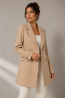 Blazer Longo de Alfaiataria Transpassado Anabeaz