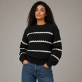 Suéter Tricot Feminino Listrado Grosso Casual Chic Anabeaz