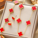 Conjunto de colar, pulseira e brincos de 3 peças de trevo de quatro folhas em aço titânio 18K, moderno e que não desbota conjunto alhambra
kit trevo Colar cordão corrente Neymaar trevo virginiia Modelo de Luxo prata e dourado choker
colar pulseira e brinco
joias femininas
trevo 4 folhas
Anabeaz