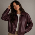 Jaqueta Bomber Em Pu Feminina com Zíper Premium Anabeaz