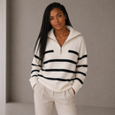 suéter tricot feminino canelado encorpado na cor branca com listras pretas e gola alta com zíper Anabeaz
Suéter com Zíper, Tricot Listrado Navy, Blusa Gola Alta com Zíper, Suéter Canelado Grosso, Tricô Half Zip, Blusa Mariniere Feminina, Suéter de Luxo Listrado, Anabeaz, Inverno 2026, Moda Preppy Luxo