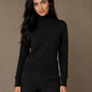 Suéter Feminino Preto, Suéter de Tricot, Gola Média, Tricô Premium, Blusa de Frio Fina, Blusa Gola Alta, Tricot Anti-Pilling, Moda Trabalho Feminina, Suéter Macio, Anabeaz, Casual Chic, Tricot Canelado, Roupa de Meia-Estação Anabeaz