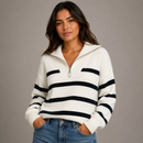 Sueter Tricot Feminino Listrado Navy com Zíper Anabeaz
Suéter com Zíper, Tricot Listrado Navy, Blusa Gola Alta com Zíper, Suéter Canelado Grosso, Tricô Half Zip, Blusa Mariniere Feminina, Suéter de Luxo Listrado, Anabeaz, Inverno 2026, Moda Preppy Luxo