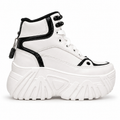 Tênis Chunky Botinha Plataforma Feminino Branco com Preto Anabeaz tênis chunky plataforma, estilo buffalo, salto 6cm, Anabeaz, solado tratorado, streetwear feminino, gringa blogueira Pinterest.