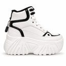 Tênis Chunky Botinha Plataforma Feminino Branco com Preto Anabeaz tênis chunky plataforma, estilo buffalo, salto 6cm, Anabeaz, solado tratorado, streetwear feminino, gringa blogueira Pinterest.