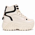 Tênis Chunky Botinha Plataforma Feminino Branco com Preto Anabeaz tênis chunky plataforma, estilo buffalo, salto 6cm, Anabeaz, solado tratorado, streetwear feminino, gringa blogueira Pinterest.