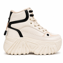 Tênis Chunky Botinha Plataforma Feminino Branco com Preto Anabeaz tênis chunky plataforma, estilo buffalo, salto 6cm, Anabeaz, solado tratorado, streetwear feminino, gringa blogueira Pinterest.