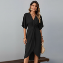 Vestido Midi Envelope Tubinho Decote v Franzido Anabeaz
