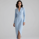 Vestido Midi Alfaiataria Original Gola Blazer Manga Longa Anabeaz