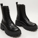 Bota Tratorada Feminina de Couro Cano Longo Original Anabeaz