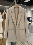 Blazer de Lã Mista Alfaiataria Transpassado Anabeaz