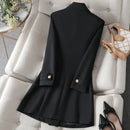 Blazer Longo de Alfaiataria preto Transpassado Anabeaz