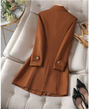 Blazer Longo de Alfaiataria Transpassado Anabeaz