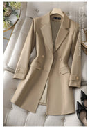 Blazer Longo de Alfaiataria Transpassado Anabeaz