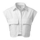 Blusa Social Feminina Sem Manga Bolsos Elegante | Poplin