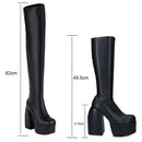 Bota Plataforma Cano Alto Feminina Salto Grosso Elegante | Plus