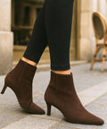 Bota Feminina Cano Curto Camurça Salto Fino Elegante | Lili