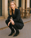 Bota Feminina Cano Curto Camurça Salto Fino Elegante | Lili