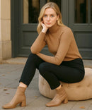Bota Feminina Cano Curto Knit em Couro Elegante | Fleury