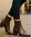 Bota Feminina Cano Curto Knit em Couro Elegante | Fleury