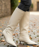 Bota Feminina Cano Longo em Couro Salto Fino Elegante | Marie