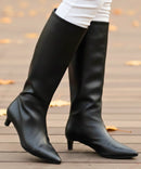 Bota Feminina Cano Longo em Couro Salto Fino Elegante | Marie