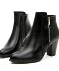 Bota Feminina Cano Curto Salto Quadrado Zíper | Lilina
