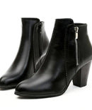 Bota Feminina Cano Curto Salto Quadrado Zíper | Lilina