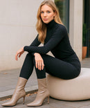 Bota Feminina De Couro Cano Médio Salto Fino Elegante | Chelsea