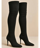 Bota Feminina Over the Knee Knit Salto Fino | Miori