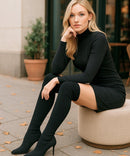 Bota Feminina Over the Knee Knit Salto Fino | Miori