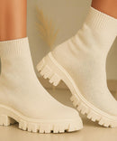 Bota Feminina Tratorada Knit de Inverno Urbano | Soled
