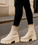 Bota Feminina Tratorada Knit de Inverno Urbano | Soled