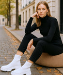 Bota Feminina Tratorada Knit de Inverno Urbano | Soled