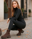 Bota Feminina Tratorada Knit de Inverno Urbano | Soled