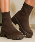 Bota Feminina Tratorada Knit de Inverno Urbano | Soled
