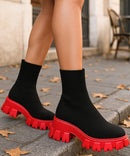 Bota Feminina Tratorada Knit de Inverno Urbano | Soled