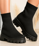 Bota Feminina Tratorada Knit de Inverno Urbano | Soled