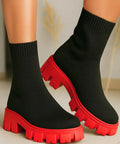Bota Feminina Tratorada Knit de Inverno Urbano | Soled