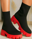 Bota Feminina Tratorada Knit de Inverno Urbano | Soled