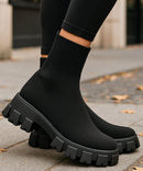 Bota Feminina Tratorada Knit de Inverno Urbano | Soled