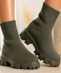 Bota Feminina Tratorada Knit de Inverno Urbano | Soled