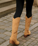 Bota Texana Feminina Cano Alto de Camurça Elegante | Lize Anabeaz